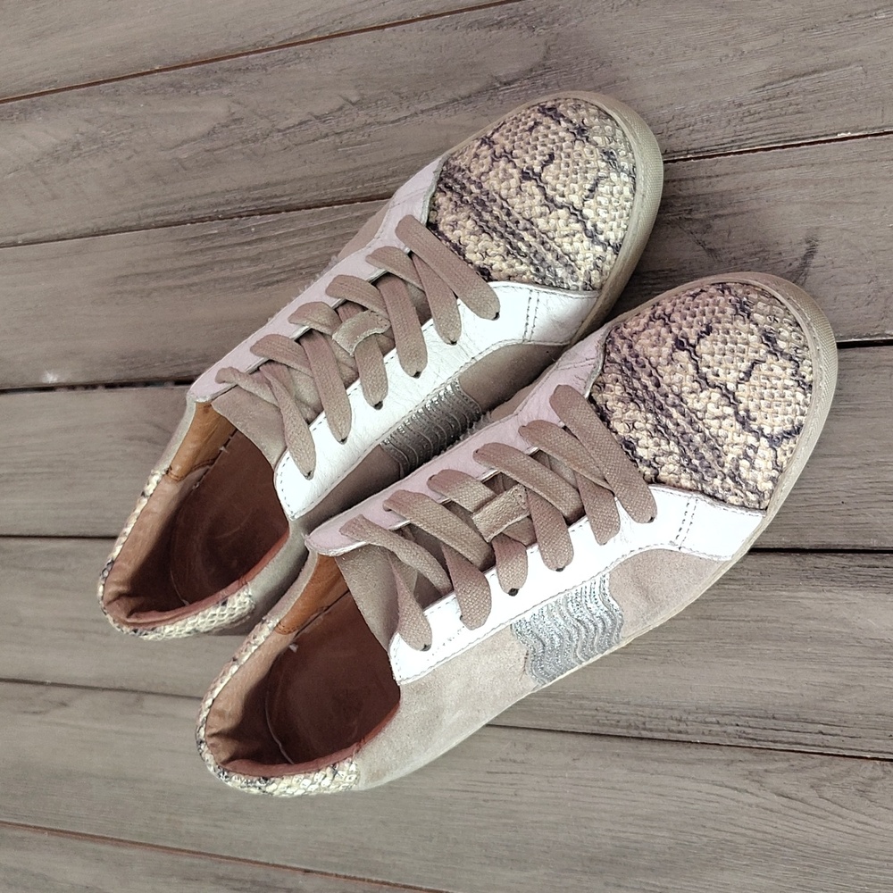Frye Webster Wave Low Top Tan Suede Leather Silver Sneaker Size Women's 9.5
